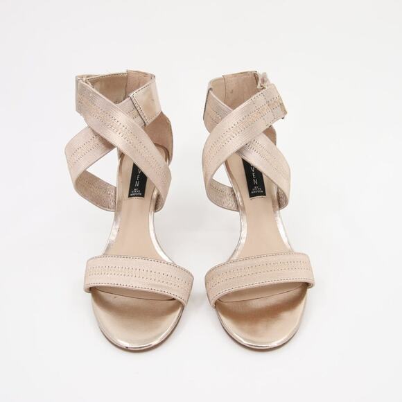 Steven by Steve Madden Vaale Dress Sandals Heels Wrap Gold Leather Upper Strappy - Picture 2 of 14